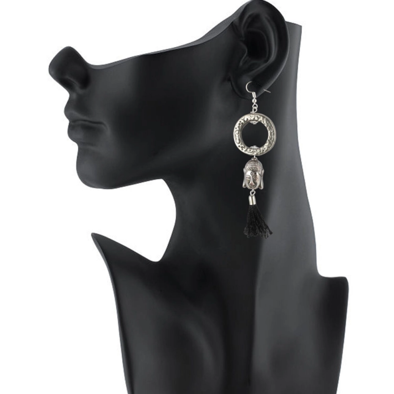 Generic Women's Oxidized Silver plated Buddha Style Earrings-Silver - Image 2