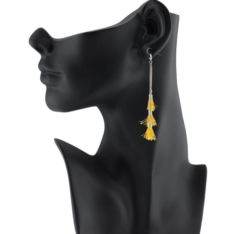 Generic Women's Silver Plated Hook Dangler Hanging Tassel Fashion Earrings-Silver - Image 2