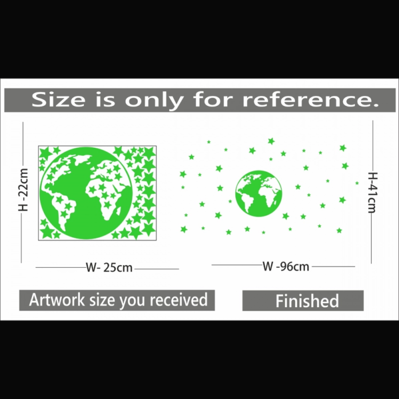 Generic Green Star And Earth Decorative Radium Sticker Wall Sticker - Image 2