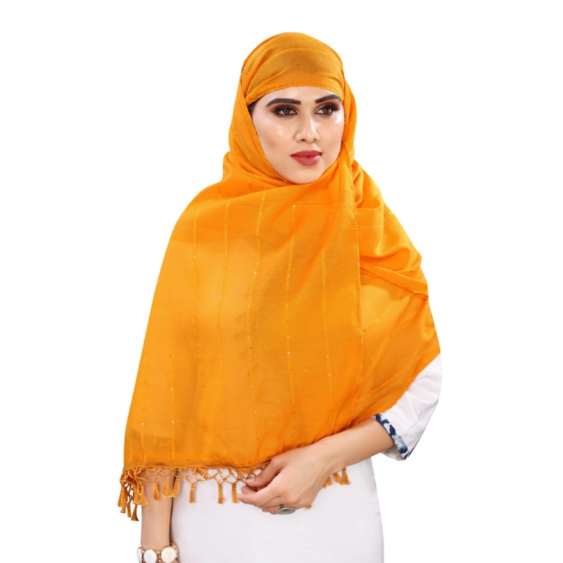 Generic Women's Cotton Silk Strips Printed Dupatta (Musterd Yellow, Length:2-2.4 mtr) - Image 2