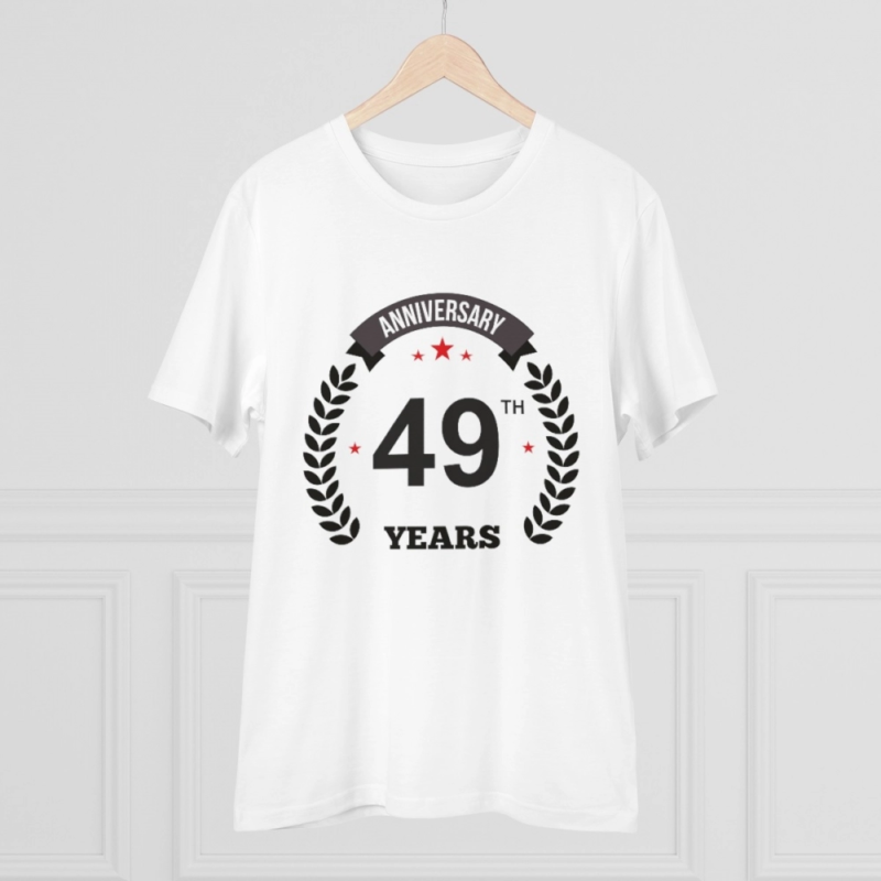 Generic Men's PC Cotton 49th Anniversary Printed T Shirt (Color: White, Thread Count: 180GSM) - Image 3