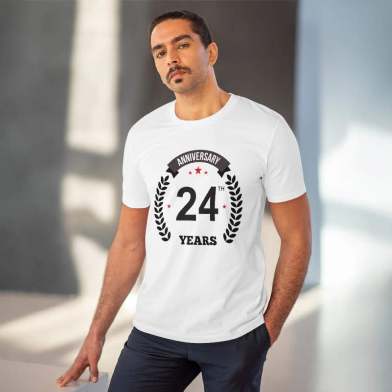 Generic Men's PC Cotton 24th Anniversary Printed T Shirt (Color: White, Thread Count: 180GSM) - Image 6