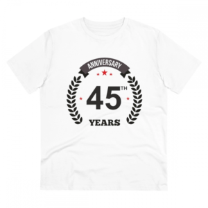 Generic Men's PC Cotton 45th Anniversary Printed T Shirt (Color: White, Thread Count: 180GSM)