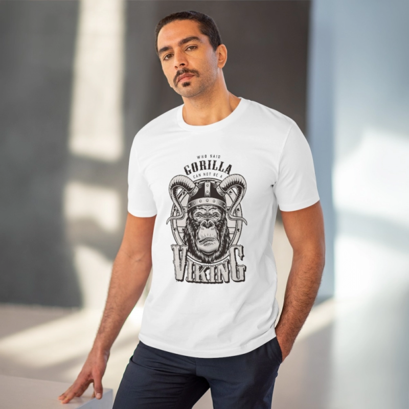 Generic Men's PC Cotton Gorila Desing Printed T Shirt (Color: White, Thread Count: 180GSM) - Image 6