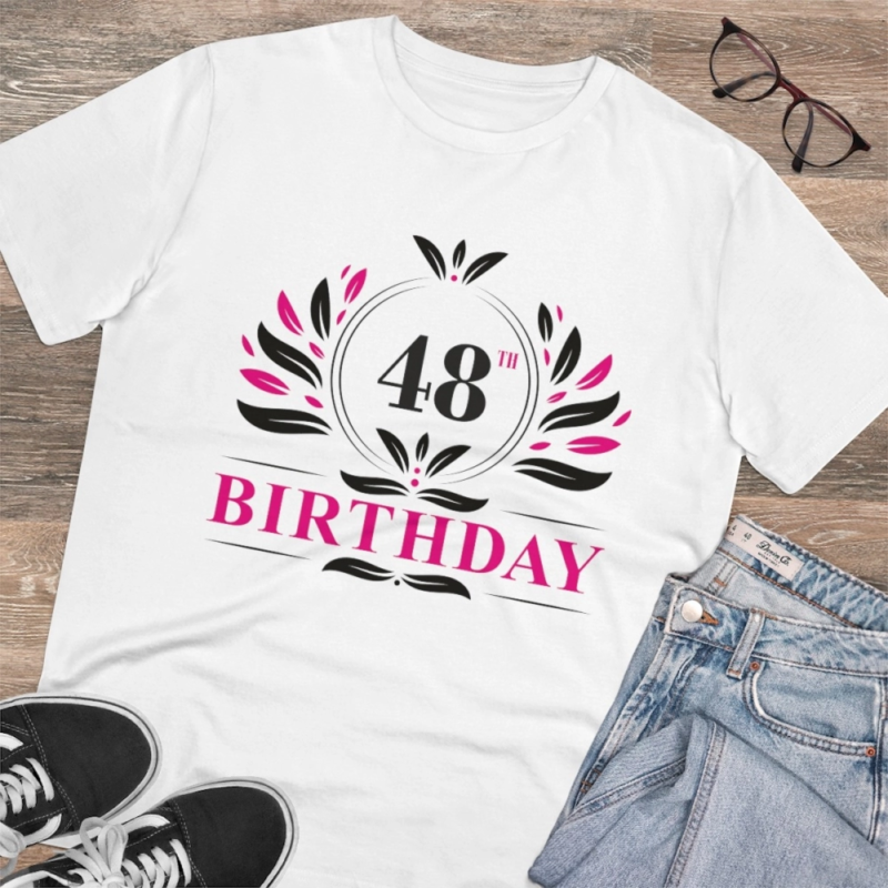 Generic Men's PC Cotton 48th Birthday Printed T Shirt (Color: White, Thread Count: 180GSM) - Image 4