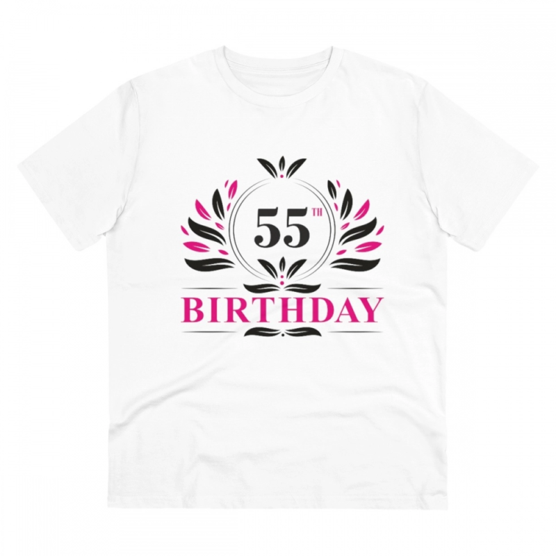 Generic Men's PC Cotton 55th Birthday Printed T Shirt (Color: White, Thread Count: 180GSM)