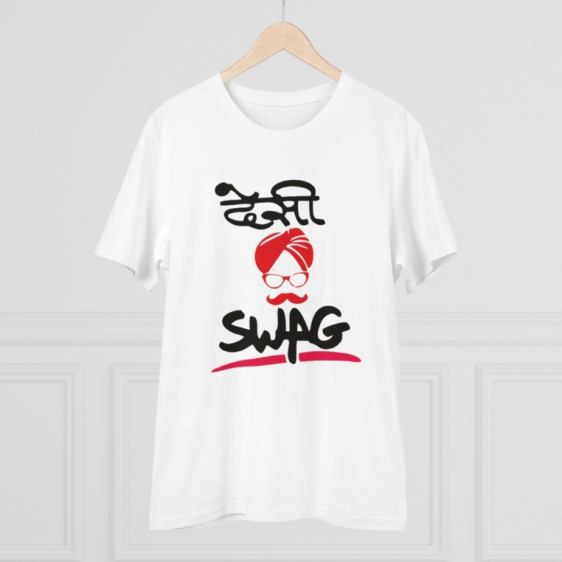 Generic Men's PC Cotton Desi Swag Printed T Shirt (Color: White, Thread Count: 180GSM) - Image 3