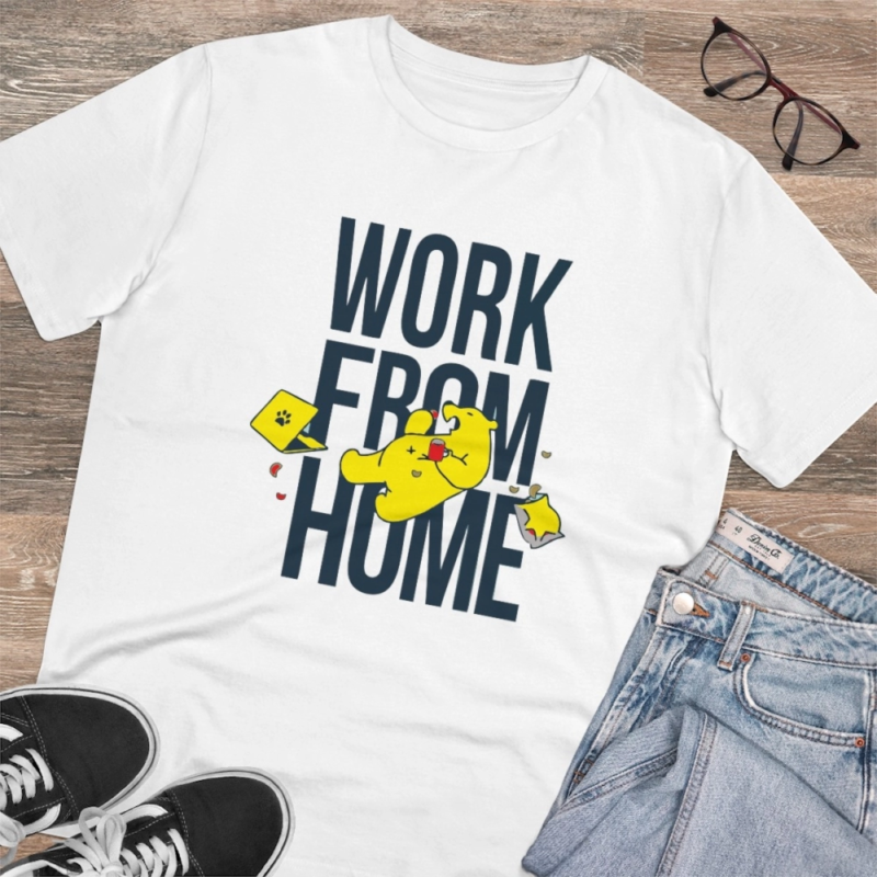Generic Men's PC Cotton Work From Home Desing Printed T Shirt (Color: White, Thread Count: 180GSM) - Image 4