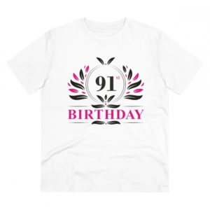 Generic Men's PC Cotton 91st Birthday Printed T Shirt (Color: White, Thread Count: 180GSM)