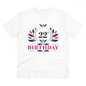 Generic Men's PC Cotton 22nd Birthday Printed T Shirt (Color: White, Thread Count: 180GSM)