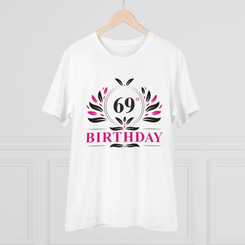 Generic Men's PC Cotton 69th Birthday Printed T Shirt (Color: White, Thread Count: 180GSM) - Image 3