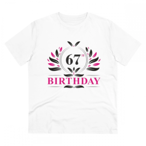 Generic Men's PC Cotton 67th Birthday Printed T Shirt (Color: White, Thread Count: 180GSM)