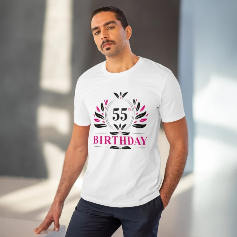Generic Men's PC Cotton 55th Birthday Printed T Shirt (Color: White, Thread Count: 180GSM) - Image 6