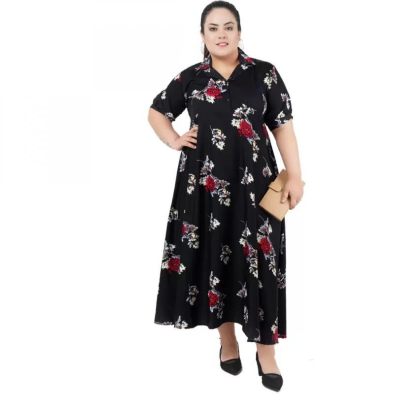 Generic Women's Fit And Flare Black Dress (Color:Black, Material:Polyester) - Image 2