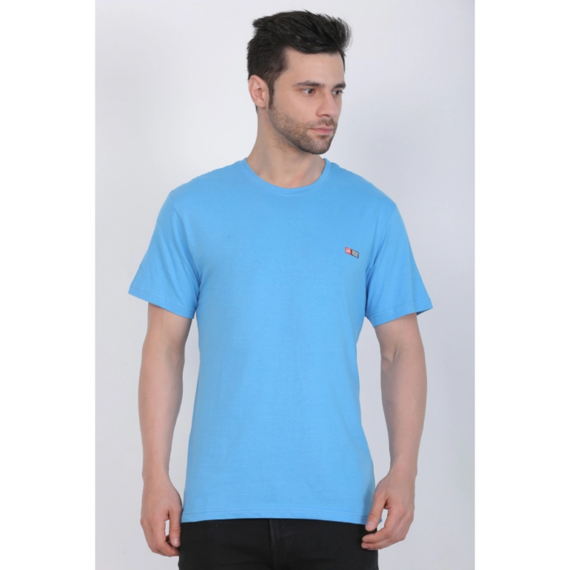 Generic Men's Cotton Jersey Round Neck Plain Tshirt (Turquoise Blue) - Image 3