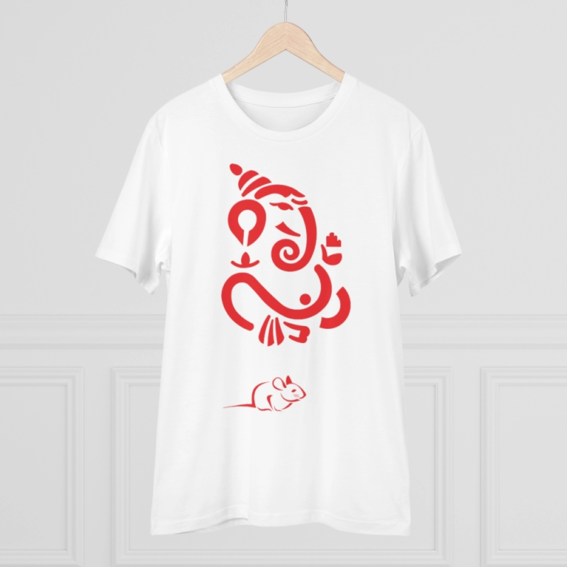 Generic Men's PC Cotton Ganesh Printed T Shirt (Color: White, Thread Count: 180GSM) - Image 2