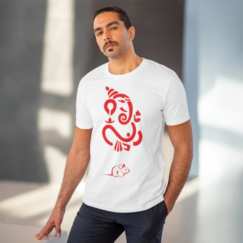 Generic Men's PC Cotton Ganesh Printed T Shirt (Color: White, Thread Count: 180GSM) - Image 5