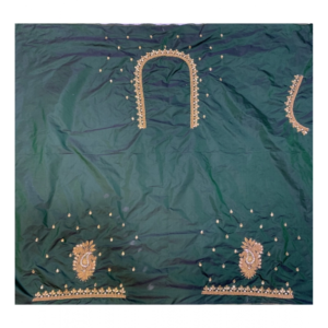 Generic Women's Cotton Silk Embroidered Unstitched Blouse Piece (Dark Green, 80-100 cm)