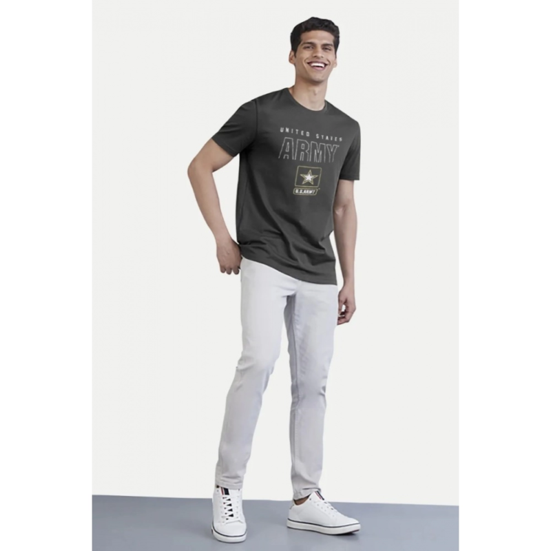 Generic Men's?Casual Half sleeve Printed Cotton Crew Neck T-shirt (Black) - Image 5