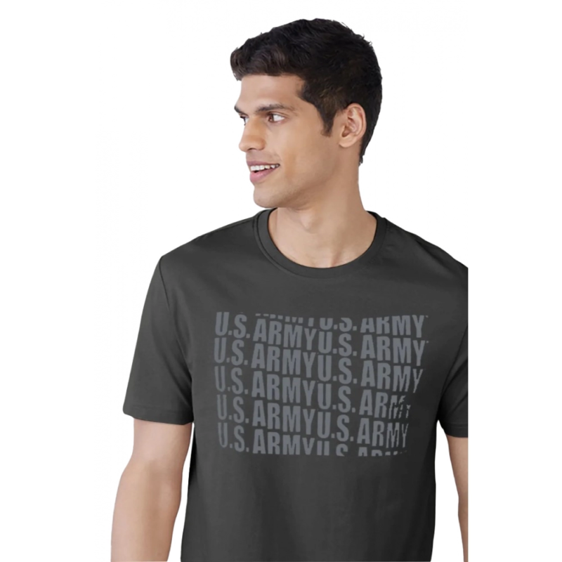 Generic Men's?Casual Half sleeve Printed Cotton Round Neck T-shirt (Dark Grey)