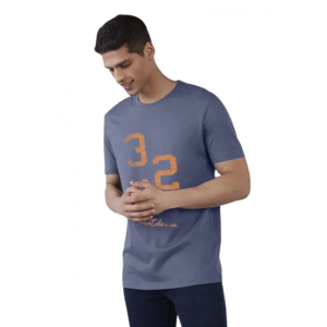 Generic Men's?Casual Half sleeve Printed Cotton Crew Neck T-shirt (Blue)