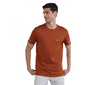 Generic Men's?Casual Half sleeve Solid?Polyester Crew Neck T-shirt (Rust)