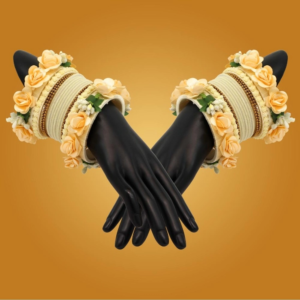 Generic Women's Off White Color Floral Bangles Set: 2.4