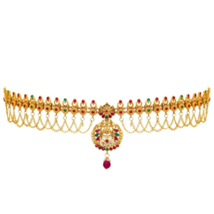 Generic Women's Maroon & Green Color Glass Stone Kamarband Adjustable Chain