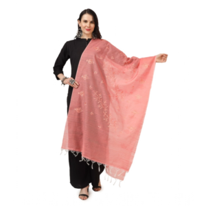 Generic Women's Cotton Embroidered Dupatta (Peach, Length:?2.25 to 2.50 Mtr)