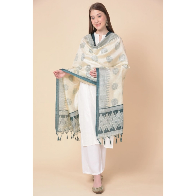 Generic Women's Art Silk Printed Dupatta (Grey, Length:?2.25 to 2.50 Mtr) - Image 3