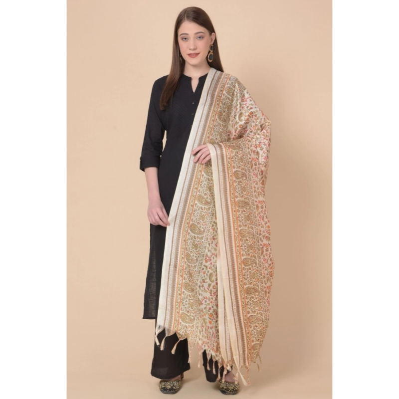 Generic Women's Art Silk Printed Dupatta (White, Length:?2.25 to 2.50 Mtr) - Image 4