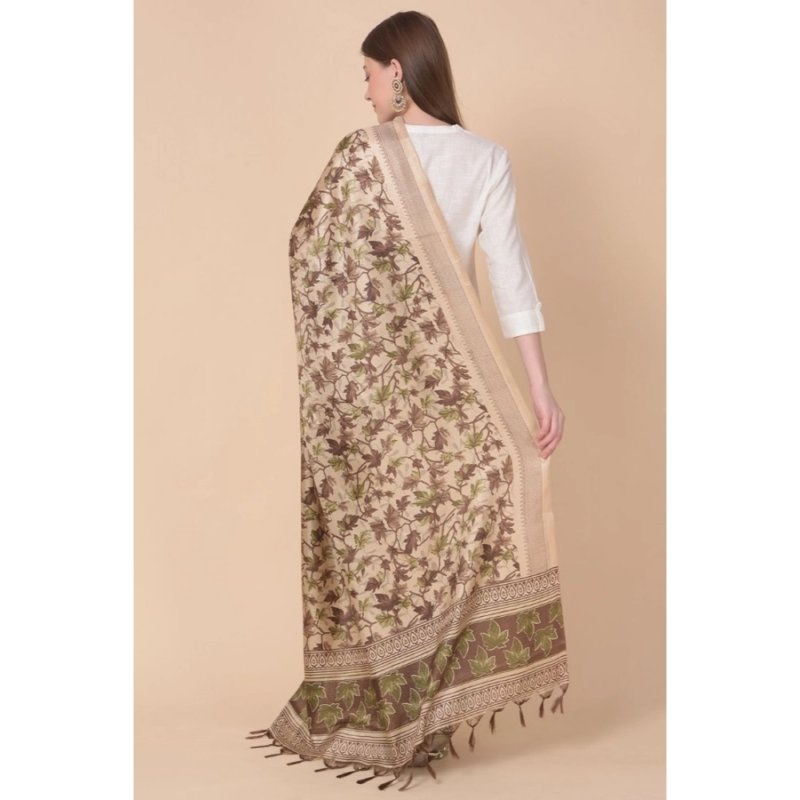 Generic Women's Art Silk Printed Dupatta (Gold, Length:?2.25 to 2.50 Mtr) - Image 4