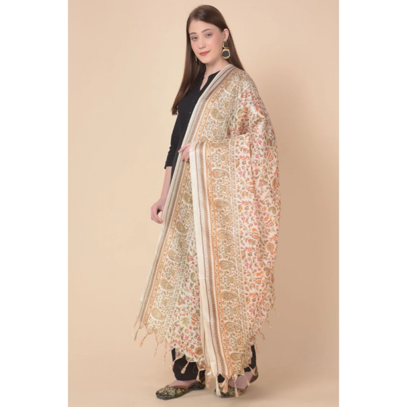 Generic Women's Art Silk Printed Dupatta (White, Length:?2.25 to 2.50 Mtr) - Image 3