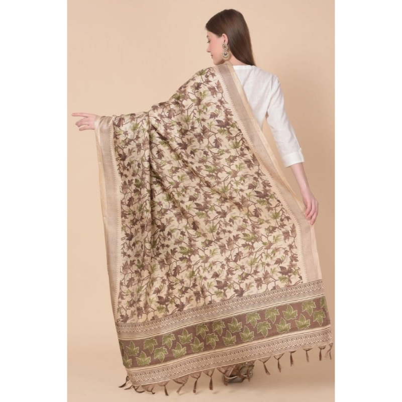 Generic Women's Art Silk Printed Dupatta (Gold, Length:?2.25 to 2.50 Mtr) - Image 5