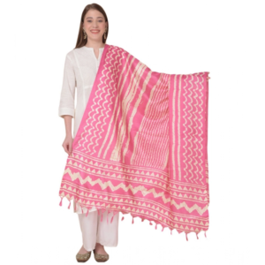 Generic Women's Art Silk Printed Dupatta (Pink, Length:?2.25 to 2.50 Mtr)