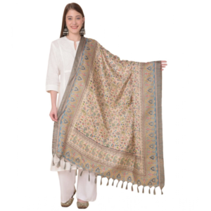 Generic Women's Art Silk Printed Dupatta (Light Brown, Length:?2.25 to 2.50 Mtr)