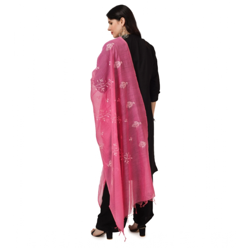 Generic Women's Cotton Embroidered Dupatta (Pink, Length:?2.25 to 2.50 Mtr) - Image 3