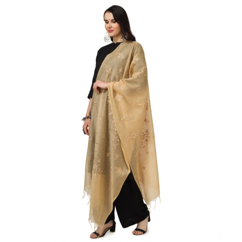Generic Women's Cotton Embroidered Dupatta (Gold, Length:?2.25 to 2.50 Mtr) - Image 5