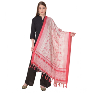 Generic Women's Art Silk Printed Dupatta (Red, Length:?2.25 to 2.50 Mtr)
