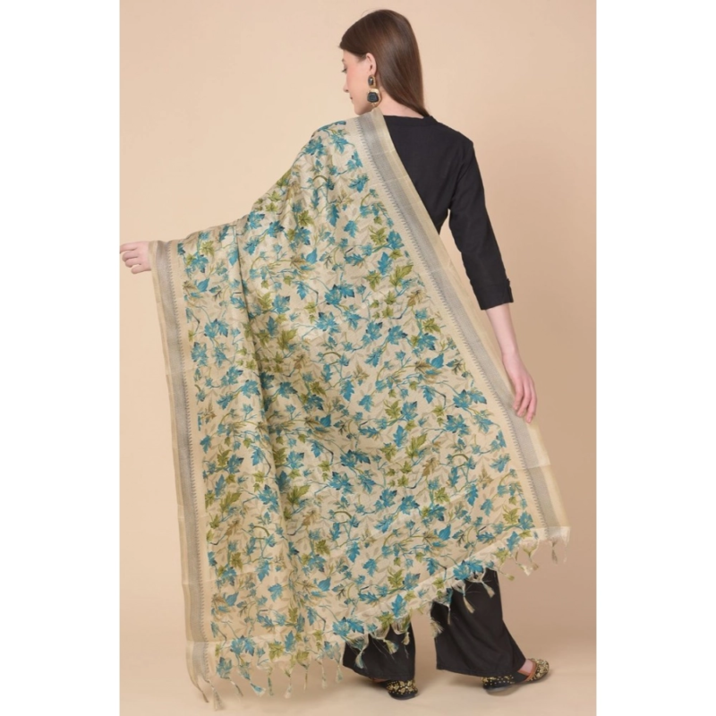 Generic Women's Art Silk Printed Dupatta (Gold, Length:?2.25 to 2.50 Mtr) - Image 5