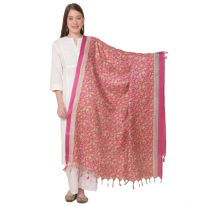 Generic Women's Art Silk Printed Dupatta (Pink, Length:?2.25 to 2.50 Mtr)