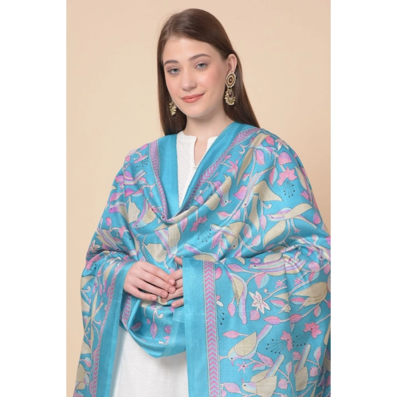 Generic Women's Art Silk Printed Dupatta (Turquoise, Length:?2.25 to 2.50 Mtr) - Image 2