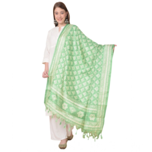 Generic Women's Art Silk Printed Dupatta (Light Green, Length:?2.25 to 2.50 Mtr)