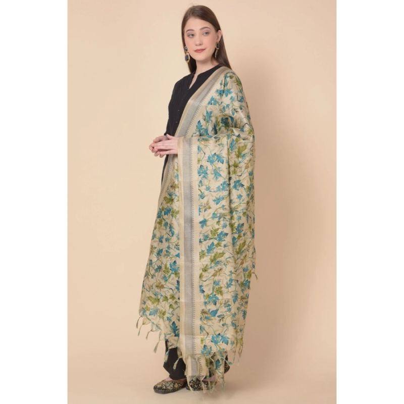 Generic Women's Art Silk Printed Dupatta (Gold, Length:?2.25 to 2.50 Mtr) - Image 3