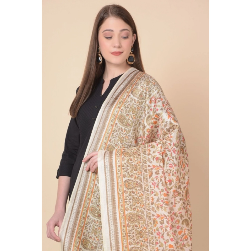 Generic Women's Art Silk Printed Dupatta (White, Length:?2.25 to 2.50 Mtr) - Image 2