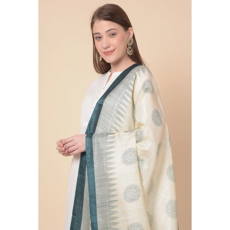 Generic Women's Art Silk Printed Dupatta (Grey, Length:?2.25 to 2.50 Mtr) - Image 4