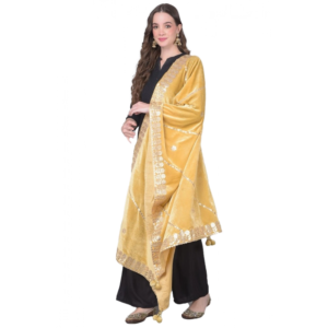 Generic Women's Velvet Gotta Patti Dupatta (Gold, Length:?2.25 to 2.50 Mtr)