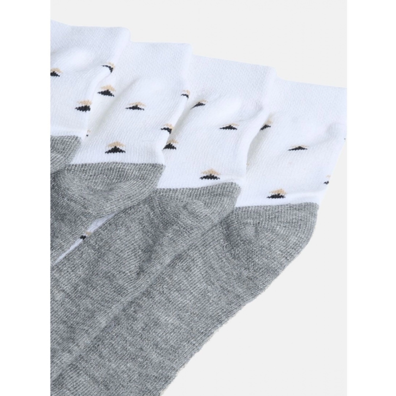 Generic 4 Pairs Men's Casual Cotton Blended Printed Mid-Calf length Socks (White) - Image 2