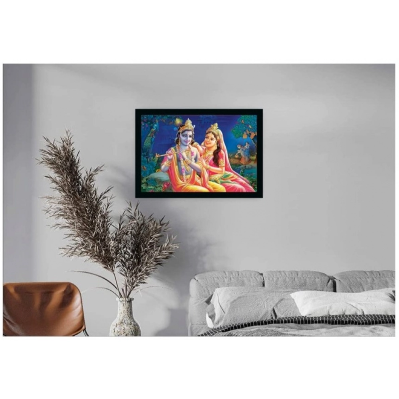 Generic Radha Krishna Painting with Synthetic Photo Frame (Multicolor) - Image 2