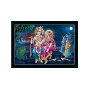 Generic Radha Krishna Painting with Synthetic Photo Frame (Multicolor)
